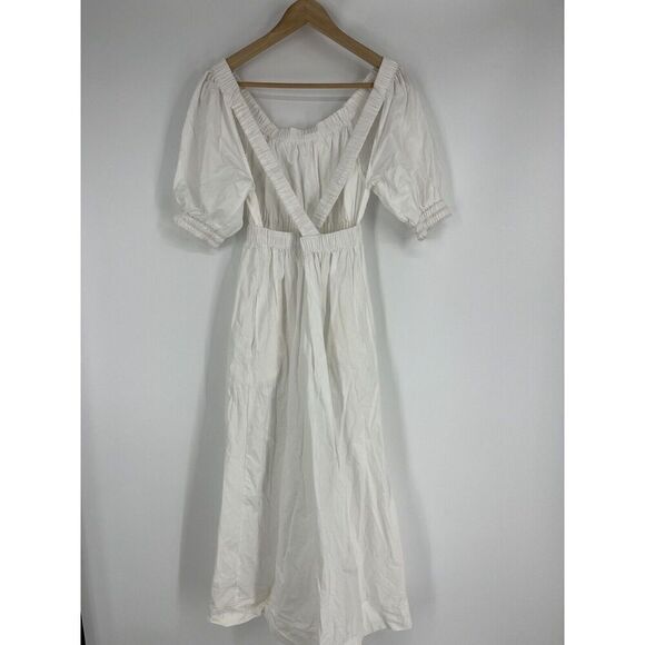 Free People Dress Size XS Womens White Midi Maxi Open Back Puff Sleeve Romantic - Picture 6 of 11